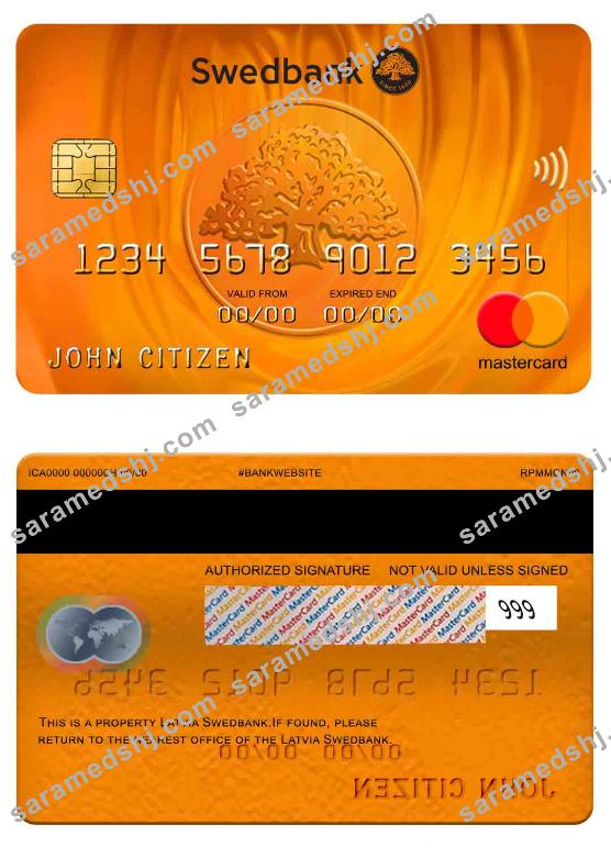 Latvia Swedbank mastercard
